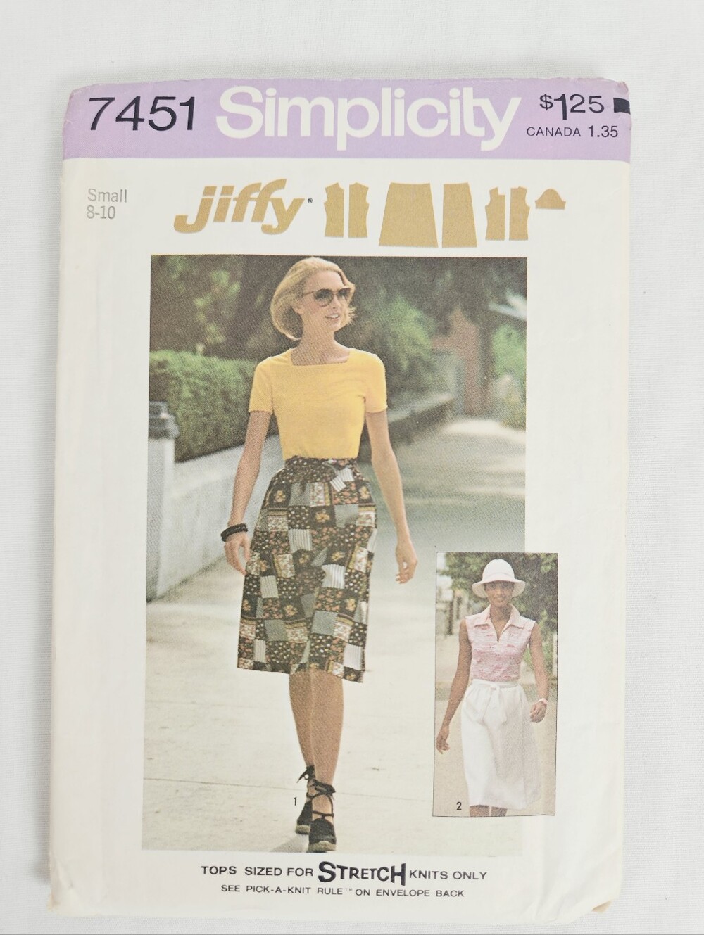 Vintage 1976 Simplicity 7451 Jiffy Wrap Skirt Top Pattern S 8-10 Uncut
